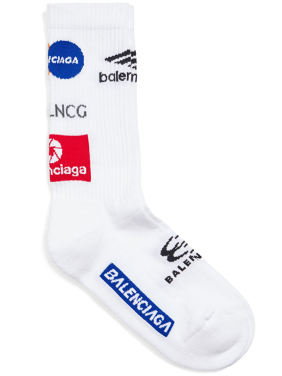 Balenciaga Top League Logo-print Socks In White
