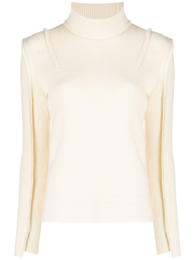 R13 Roll-neck Ribbed-knit Jumper In White
