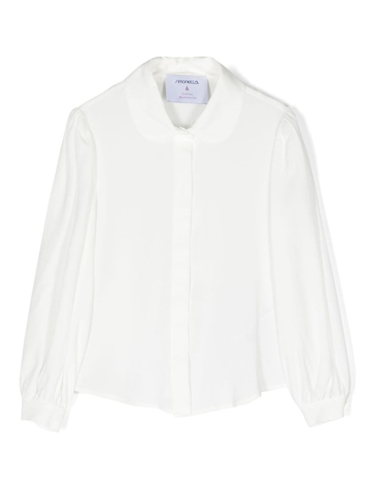 Simonetta Kids' Peter Pan-collar Button-up Shirt In White