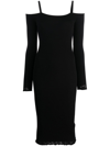Blumarine Cold-shoulder Lace-trim Dress In Black