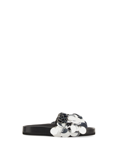 Paco Rabanne Sequin Embellished Slip-on Sandals In Silver