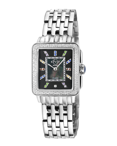 Gv2 Women's Padova Gemstone 27mm Stainless Steel Bracelet Watch In Black