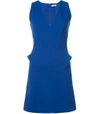 MUGLER Blue V-Neck Shift Dress,616642915182049545
