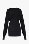 Attico Judy Paneled Empire-waist Blouson-sleeve Mini Dress In Nero