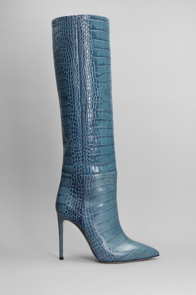 PARIS TEXAS HIGH HEELS BOOTS IN BLUE LEATHER