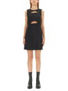 Michael Michael Kors Cut-out Waist Mini Dress With Flared Skirt In Nero
