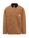 Carhartt Og Detroit Corduroy-collar Jacket In Deep H Brown-black Aged Canvas
