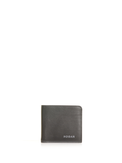 Hogan Leather Wallet With Logo In Nero