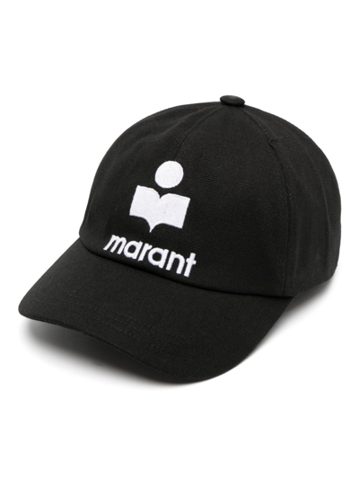 Isabel Marant Black Tyron Logo-embroidered Cotton Baseball Cap