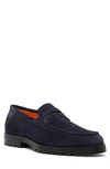 Santoni Suede Penny Loafers In Blue-u60
