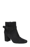 Bella Vita Felicity Bow Accent Bootie In Black Suede Leather
