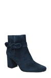 Bella Vita Felicity Bow Accent Bootie In Navy Suede Leather