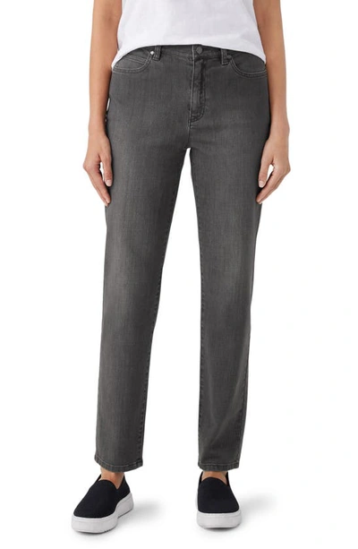 Eileen Fisher Missy Organic Cotton Stretched Denim Jeans In Carbn