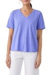 Eileen Fisher Easy V-neck Slub T-shirt In Hydrangea