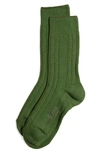 Stems Luxe Merino Wool & Cashmere Blend Crew Socks In Green