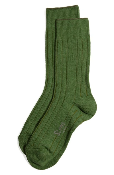 Stems Luxe Merino Wool & Cashmere Blend Crew Socks In Alpine Green