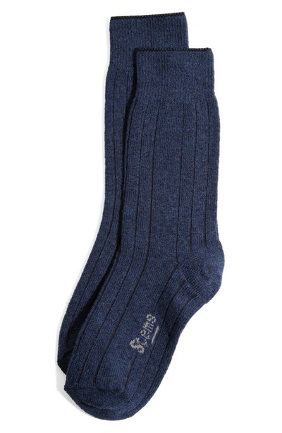 Stems Luxe Merino Wool & Cashmere Blend Crew Socks In Blue