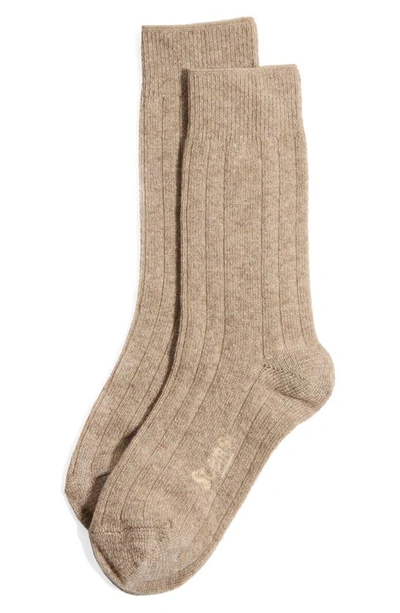 Stems Lux Cashmere Wool Crew Socks Gift Box In Oat