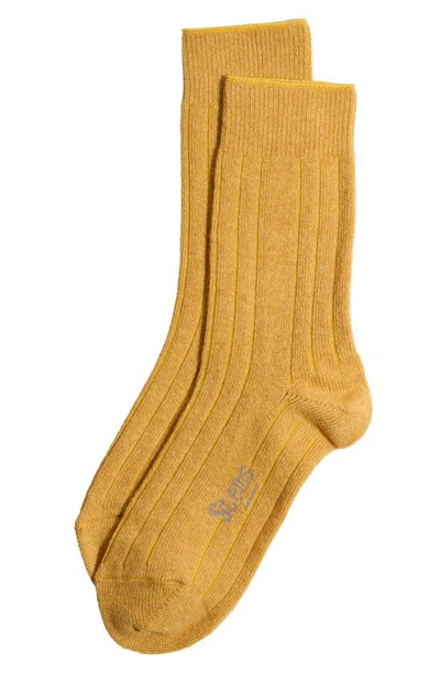 Stems Lux Cashmere Wool Crew Socks In Ochre