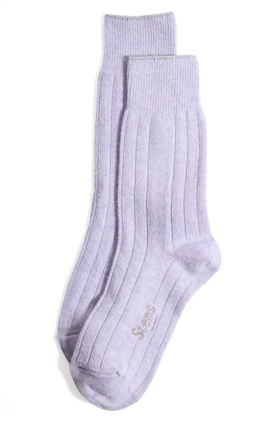 Stems Lux Cashmere Wool Crew Socks Gift Box In Periwinkle