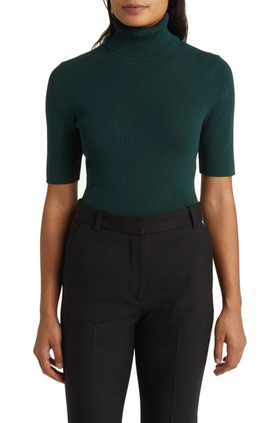 Anne Klein Short Sleeve Turtleneck Sweater In Green