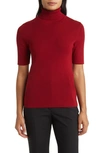 Anne Klein Short Sleeve Turtleneck Sweater In Titan Red
