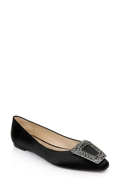 Badgley Mischka Emerie Flat In Black Satin