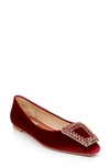 Badgley Mischka Emerie Flat In Red Velvet