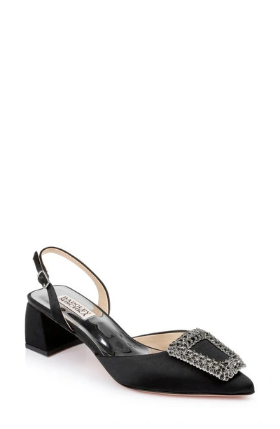 Badgley Mischka Emmie Slingback Pointed Toe Pump In Black Satin