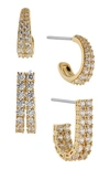Nadri Disco Duo Pave Hoop Earrings Set In Rhodium Plated Or 18k Gold Plated In Gold