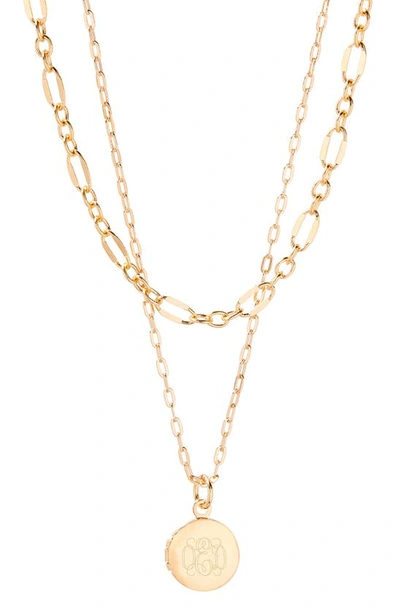 Brook & York Isla Petite Monogram Locket Layering Necklace Set In Gold