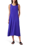 Eileen Fisher Sleeveless Scoop-neck Silk Midi Dress In Blvlt