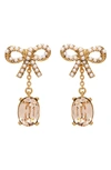 Oscar De La Renta Women's Lil Bobbi Goldtone, Glass Crystal & Imitation Pearl Drop Earrings In Rose