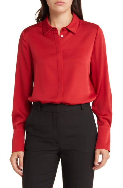 Kobi Halperin Larissa Stretch Silk Blouse In Burnt Red