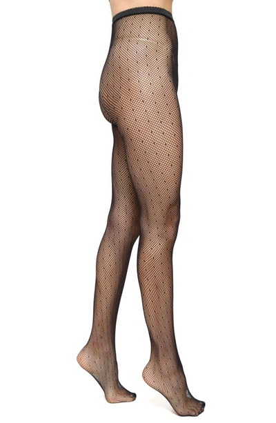 Stems Dots Fishnet Tights In Black