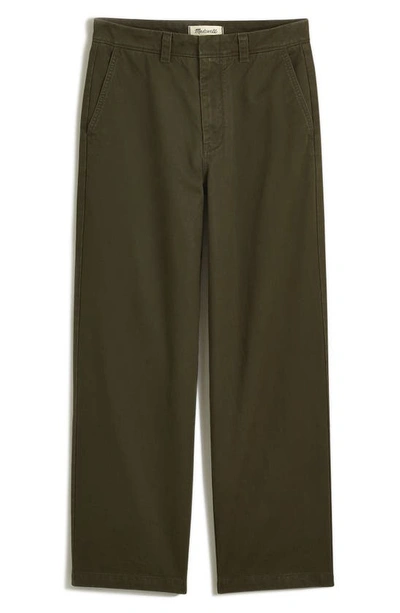 Madewell Cotton Twill Chino Trousers In Dried Olive