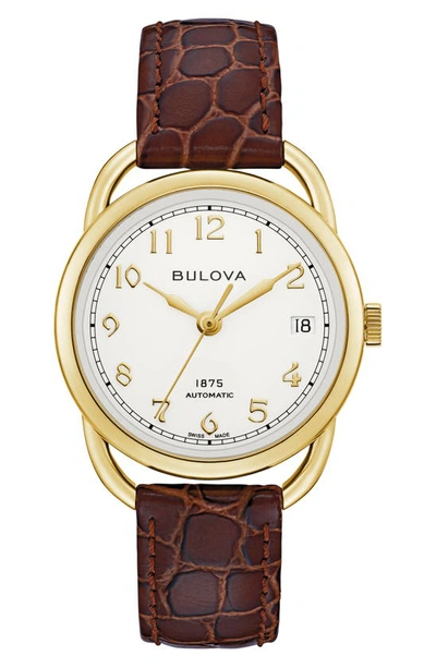 Bulova Joseph  Commodore Leather Strap Watch, 34.4mm In Goldone