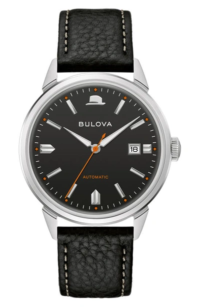 BULOVA FRANK SINATRA SUMMER WIND LEATHER STRAP WATCH, 40MM