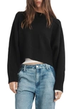 Rag & Bone Bridget Crewneck Wool Blend Crop Sweater In Black