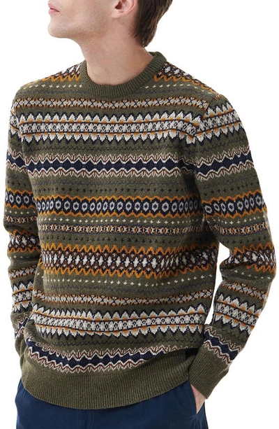Barbour Case Fair Isle Wool Sweater In Willow Green