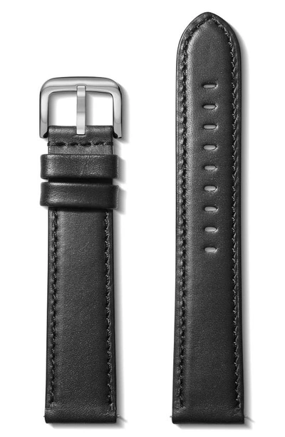 Shinola 22mm Leather Watch Strap In Black