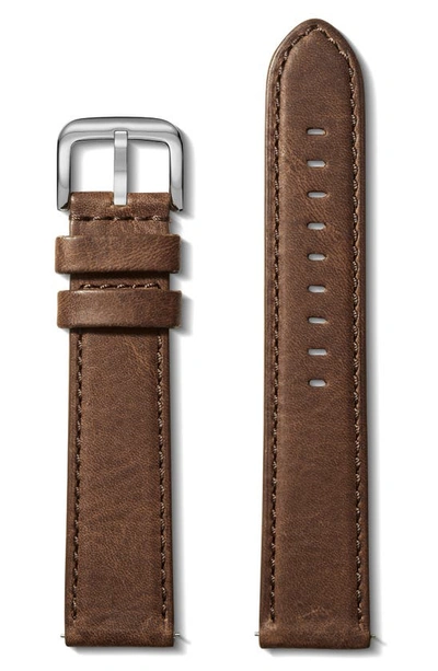 Shinola Men's Grizzly Leather Smart Watch Strap In Cattail