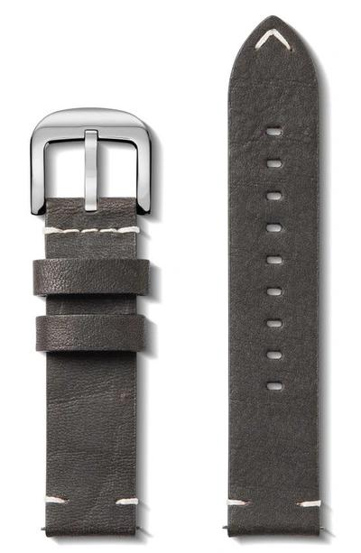 Shinola 20mm Leather Watch Strap In Black