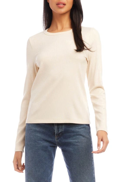 Fifteen Twenty Rib Long Sleeve T-shirt In Beige