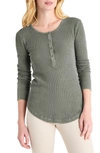 Splendid Classic Thermal Henley In Vintage Olive Branch