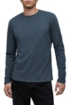 Allsaints Brace Long Sleeve Crewneck T-shirt In Jade Blue