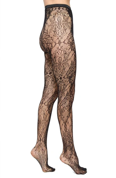 Stems Floral Vine Fishnet Tights In Black