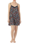 Kate Spade Lace Trim Print Chemise In Blue/ Ditsy