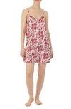 Kate Spade Lace Trim Print Chemise In Lipstick Party