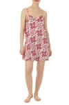Kate Spade Lace Trim Print Chemise In Pink Multi